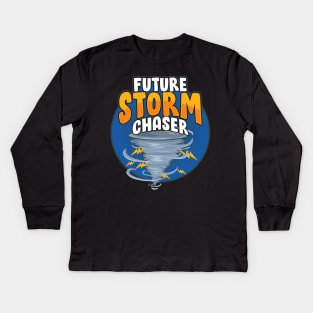 Funny Future Storm Chaser Tornado & Hurricane Pun Kids Long Sleeve T-Shirt